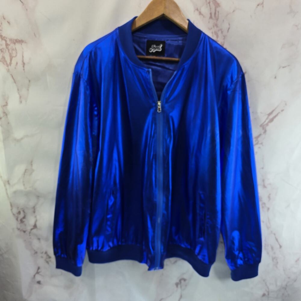 Jogal Jacket Mens XL Blue Bomber Shimmer Iridescent Cobalt Royal Metallic